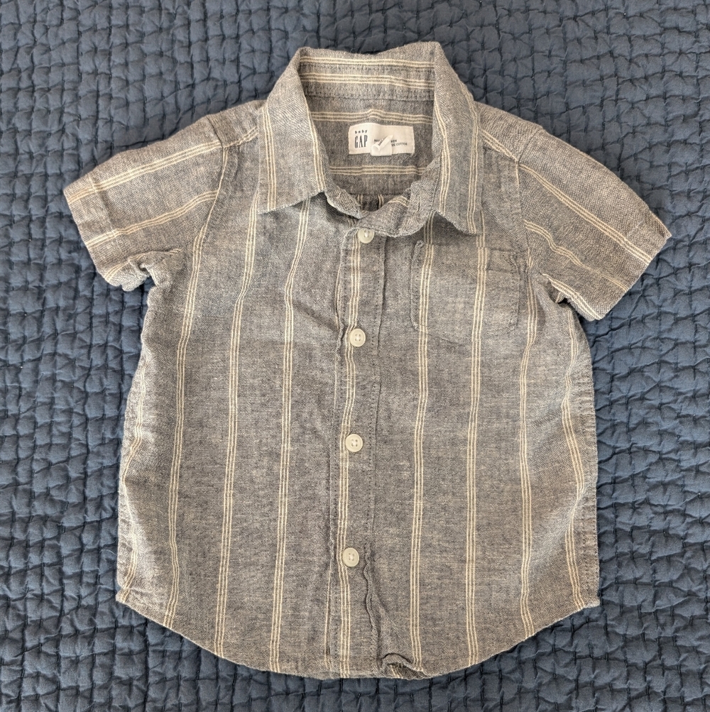 GAP Gray Striped Baby Button Down Shirt